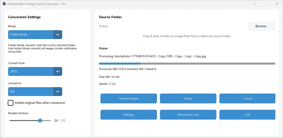 Nested Sub folder conversion to convert all the images within each sub folder recursively