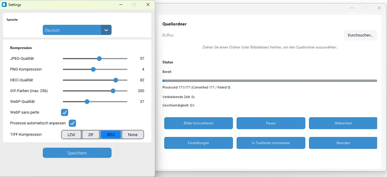 Increase or decrease conversion speed by adjusting the number of parallel workers